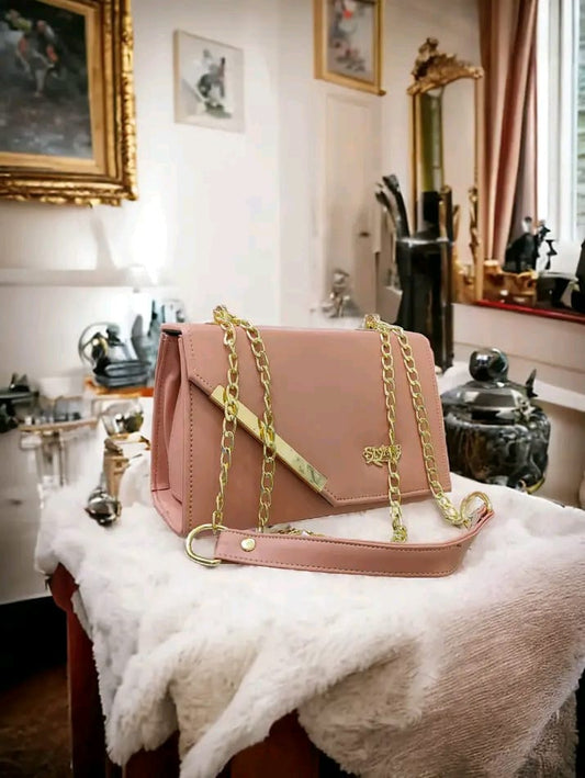 Stylish Bag with Long Chain Strap & Inner Zip Pocket