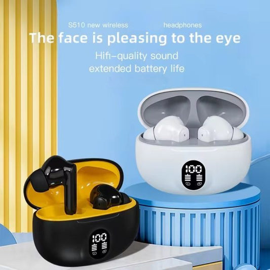 Professional Display Earbuds Stereo 895b Wireless Bluetooth Earbuds | Mic In-ear Headphones With Led Display | Type C Fast Charging | Bluetooth 5.3 For Android/iphone ( Without Cable – Random Colors )
